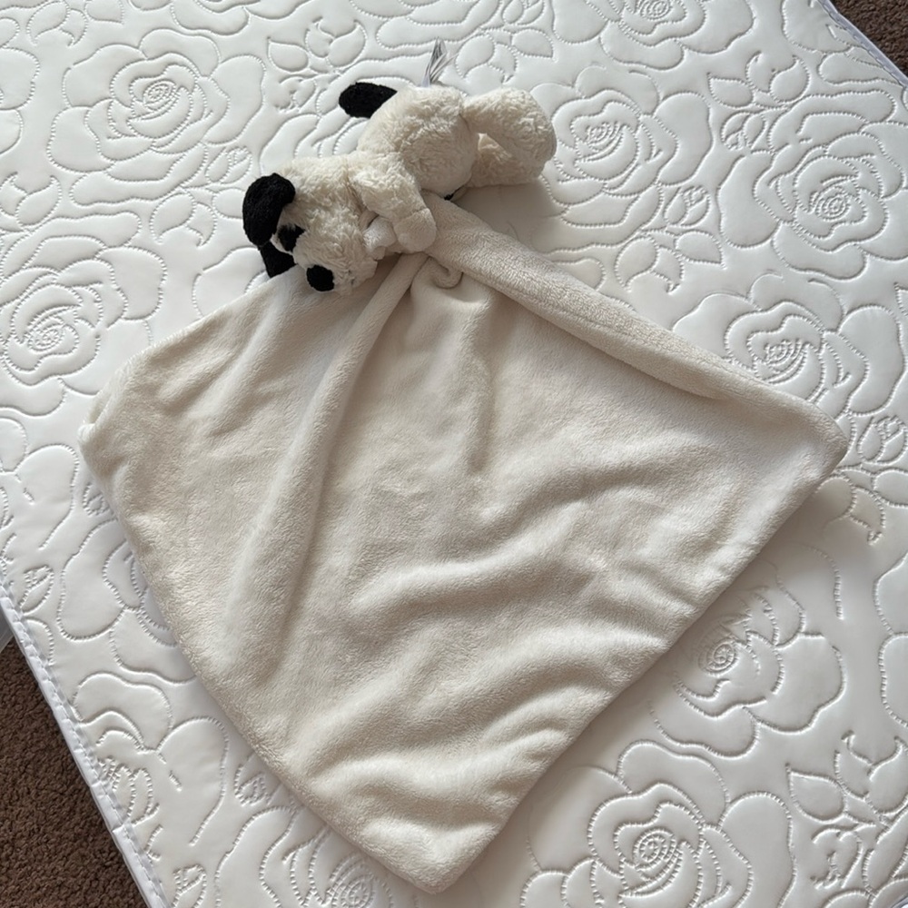 Jellycat Bashful Black and White Puppy Dog Lovey Security Blanket